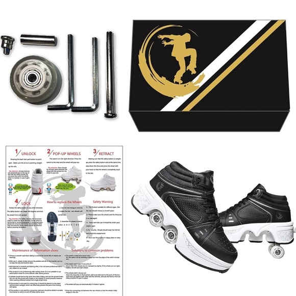 Kids 2 in 1 boys/ girls/ unisex roller skate shoes kids 5 - Picture 4 of 12